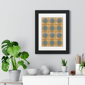 Framed Vertical Poster - Malibu Potteries Tile, Adamson House