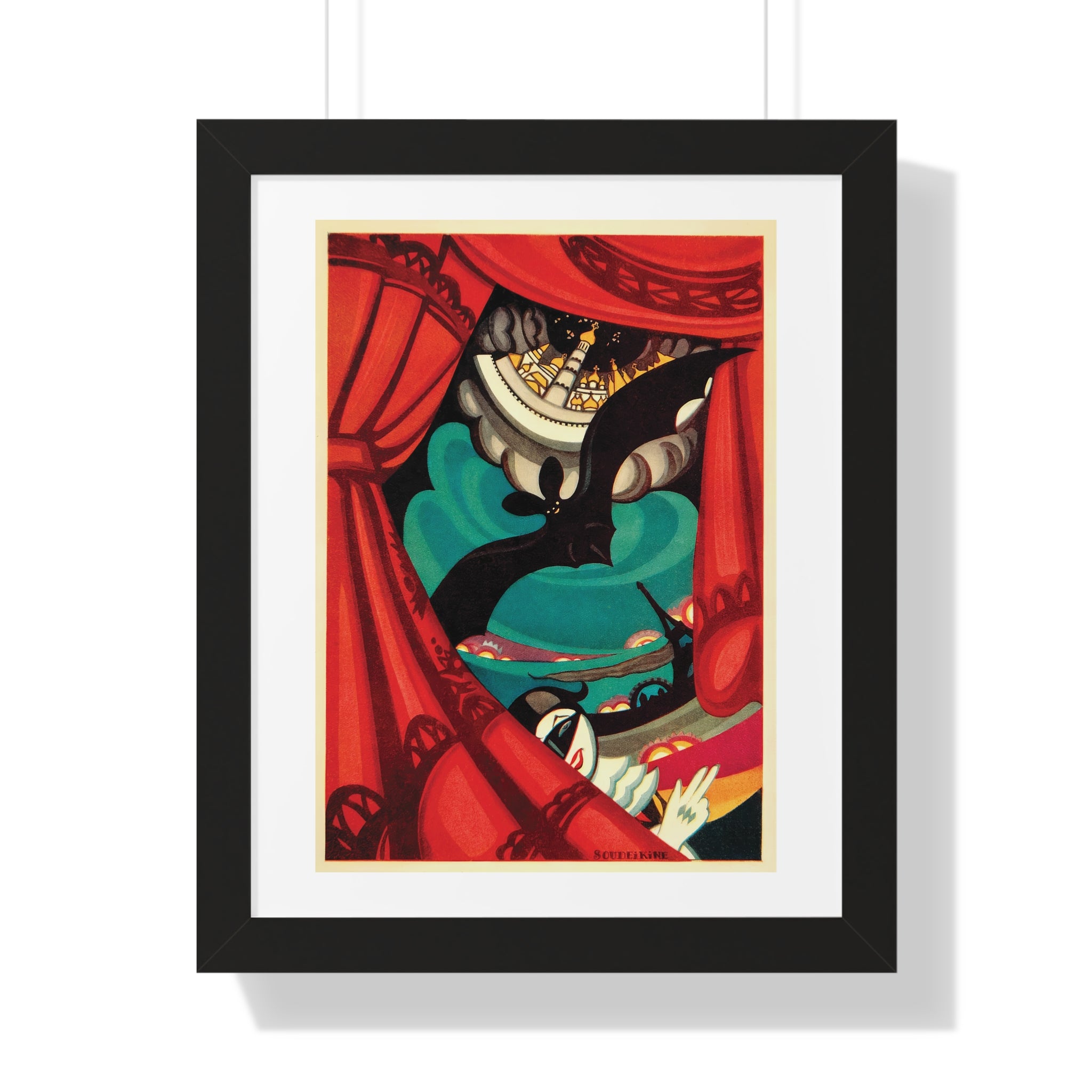 Framed Vertical Poster - Nikita Balieff’s Bat Theatre, Moscow Vintage Artwork (1922)