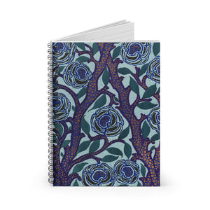Spiral Notebook (Ruled Line) - Stenciled Flowers in Oriental Style