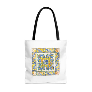 Stylish Tote Bag - Yellow Flower Tiles