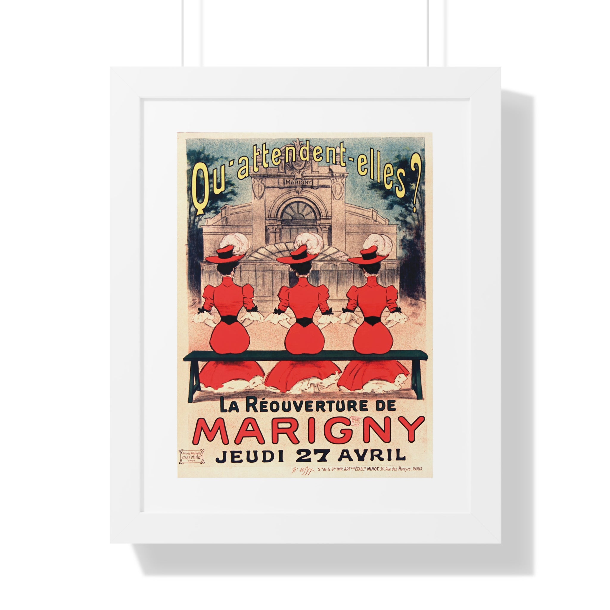 Framed Vertical Poster - Paris’ Marigny Theatre Reopening Vintage Artwork (1905)