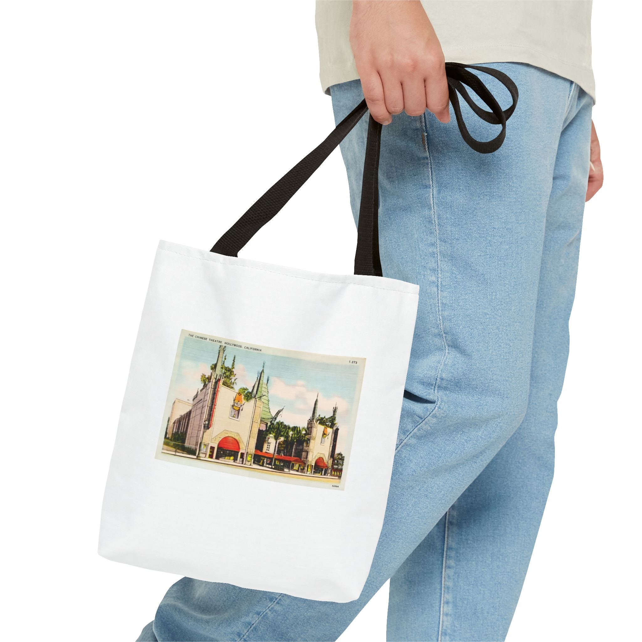 Stylish Tote Bag - Grauman’s Chinese Theatre, Hollywood Vintage Postcard Art