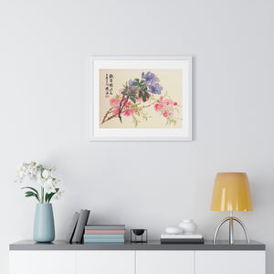 Framed Horizontal Poster - Zhao Zhiqian's Flower Album - Peach Blossom Page