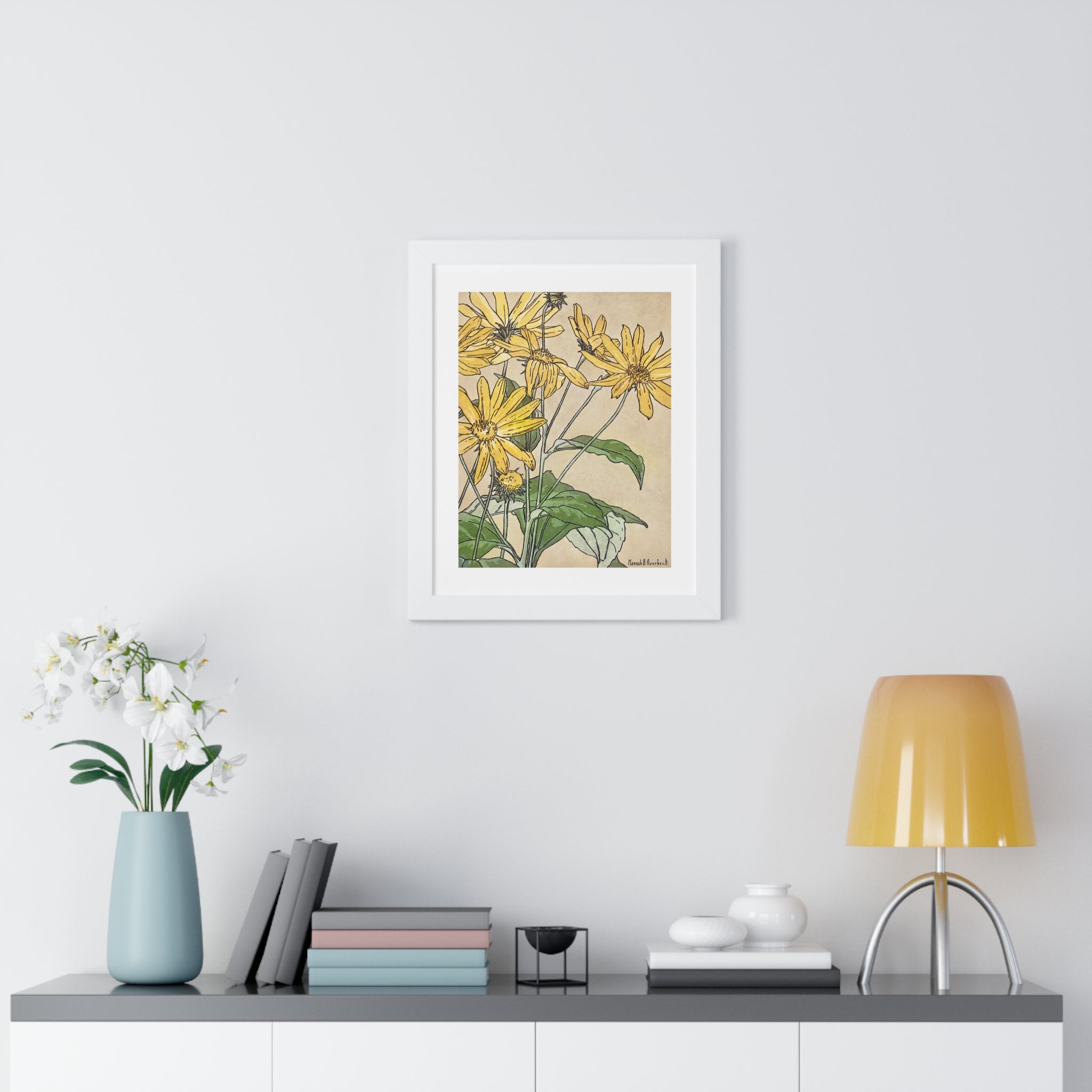 Framed Vertical Poster - Sunflowers Print