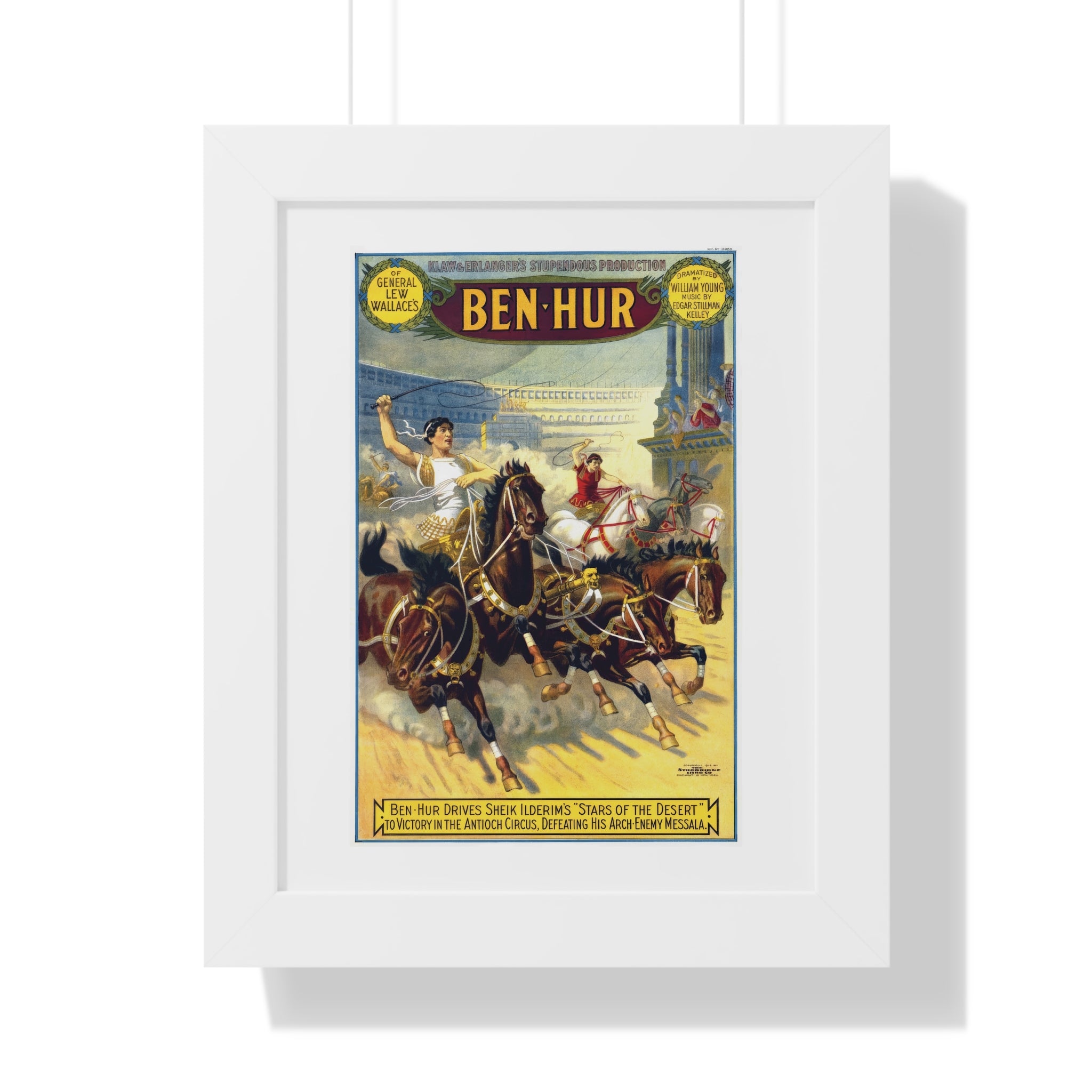 Framed Vertical Poster - Ben-Hur Broadway Premiere Vintage Artwork (1899)