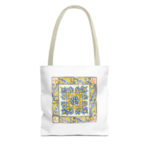 Stylish Tote Bag - Yellow Flower Tiles
