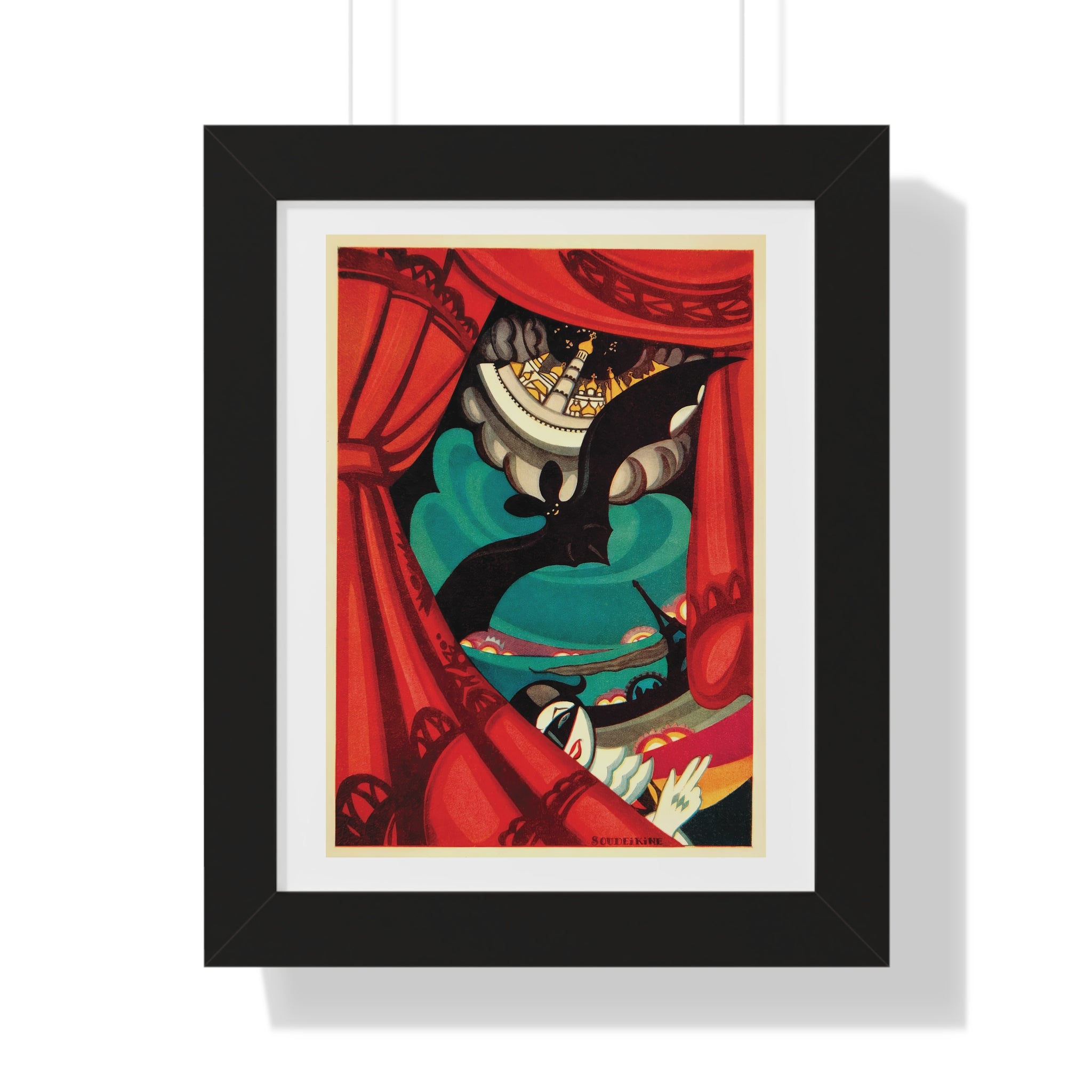 Framed Vertical Poster - Nikita Balieff’s Bat Theatre, Moscow Vintage Artwork (1922)