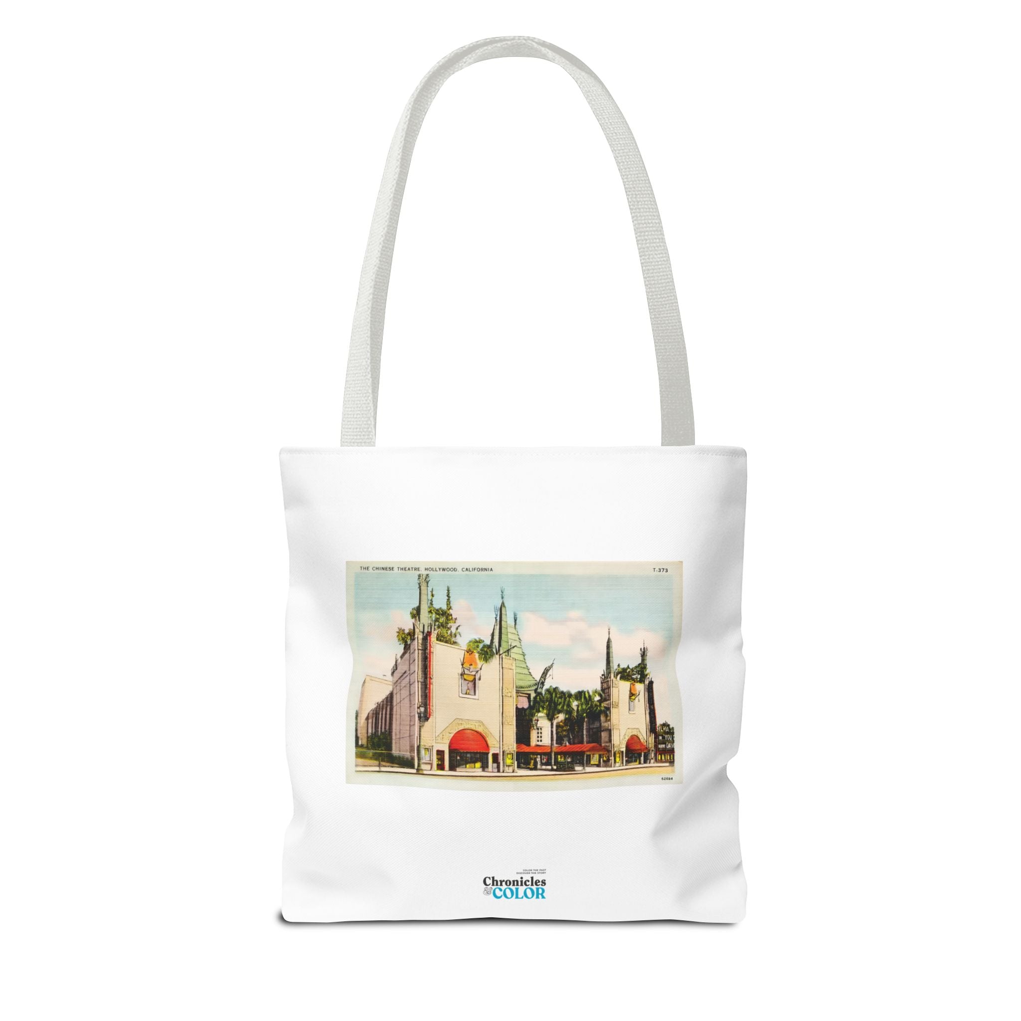 Stylish Tote Bag - Grauman’s Chinese Theatre, Hollywood Vintage Postcard Art