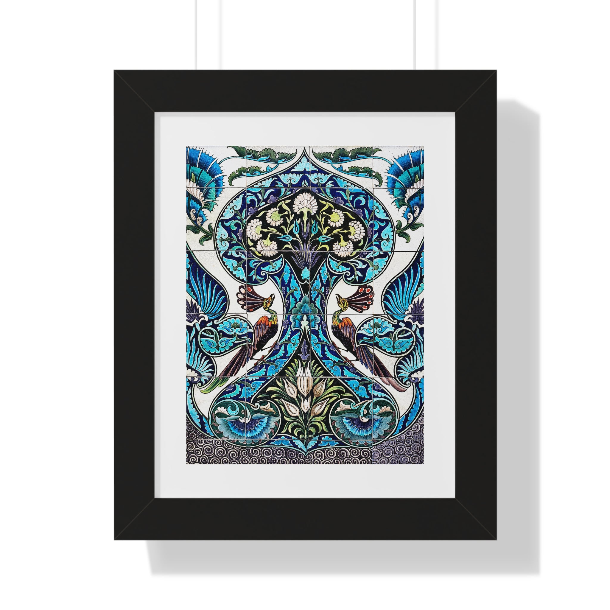 Framed Vertical Poster - Lustered Earthenware Tile Panel