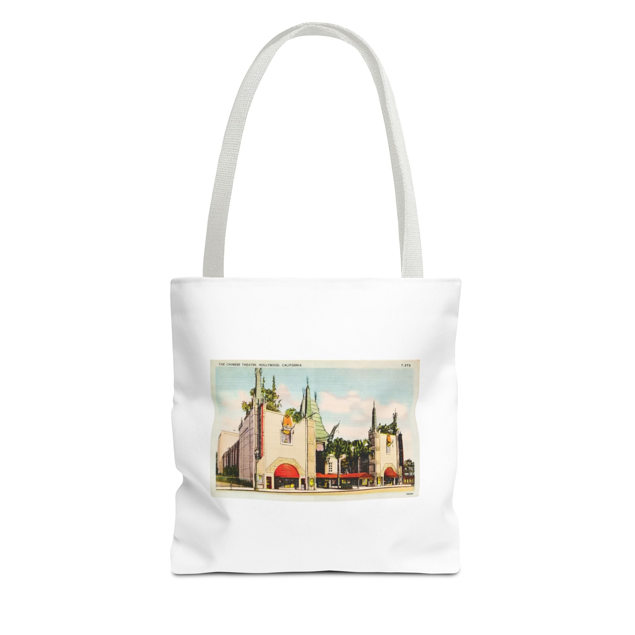 Stylish Tote Bag - Grauman’s Chinese Theatre, Hollywood Vintage Postcard Art