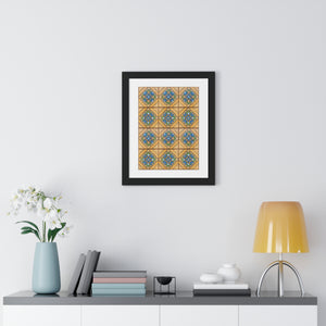 Framed Vertical Poster - Malibu Potteries Tile, Adamson House