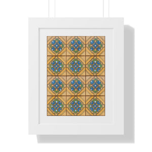 Framed Vertical Poster - Malibu Potteries Tile, Adamson House