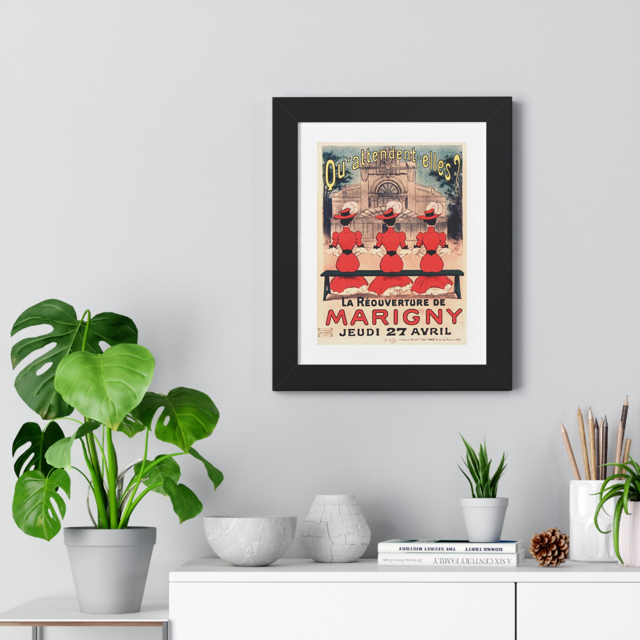 Framed Vertical Poster - Paris’ Marigny Theatre Reopening Vintage Artwork (1905)