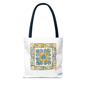 Stylish Tote Bag - Yellow Flower Tiles
