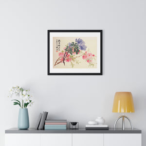 Framed Horizontal Poster - Zhao Zhiqian's Flower Album - Peach Blossom Page