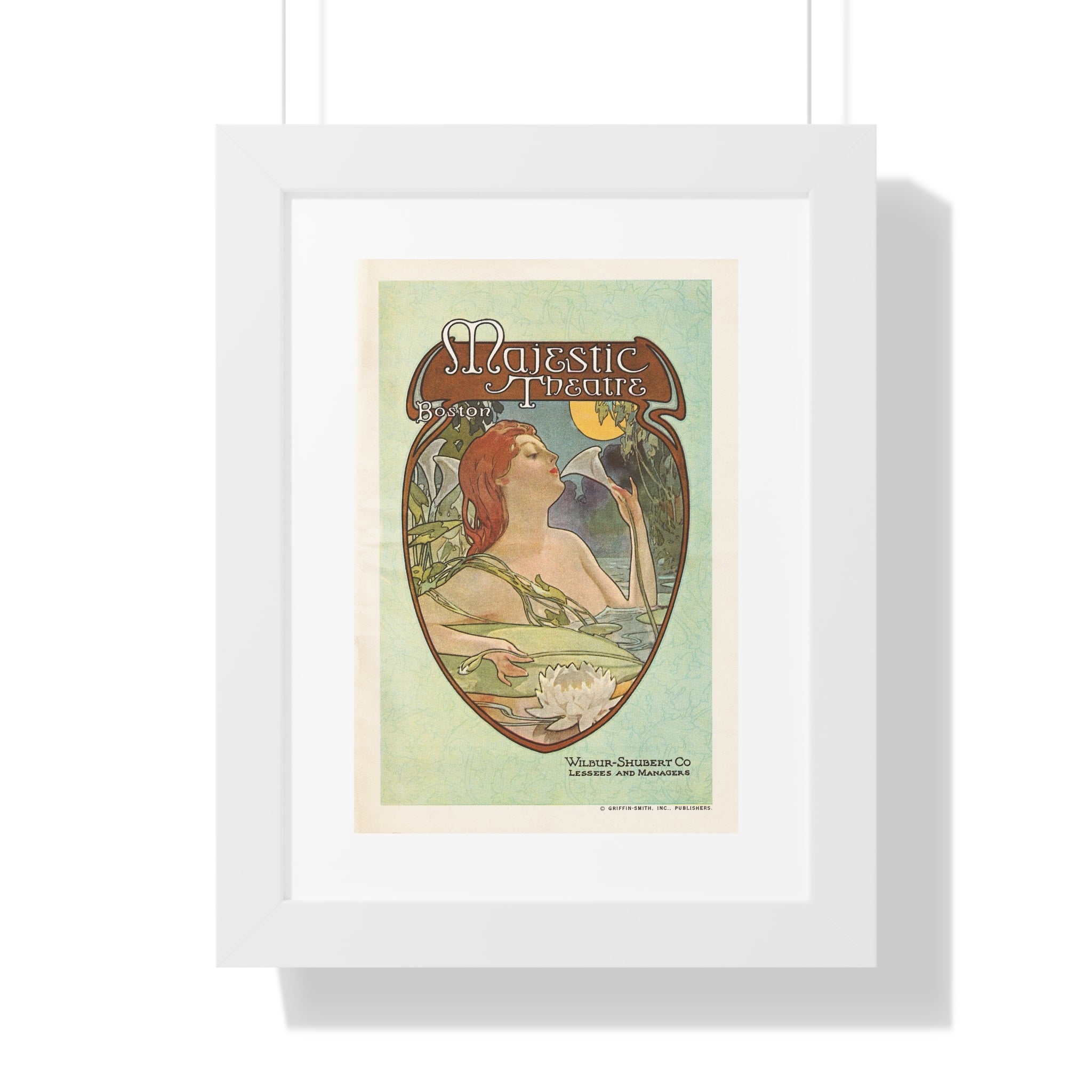 Framed Vertical Poster - Boston’s Majestic Theatre, Art Nouveau Playbill Artwork 1914