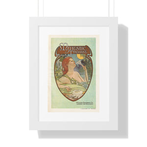 Framed Vertical Poster - Boston’s Majestic Theatre, Art Nouveau Playbill Artwork 1914