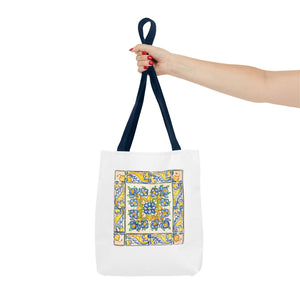 Stylish Tote Bag - Yellow Flower Tiles