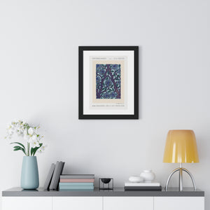 Framed Vertical Poster - Stenciled Flowers in Oriental Style