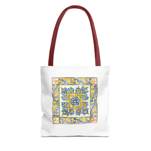 Stylish Tote Bag - Yellow Flower Tiles