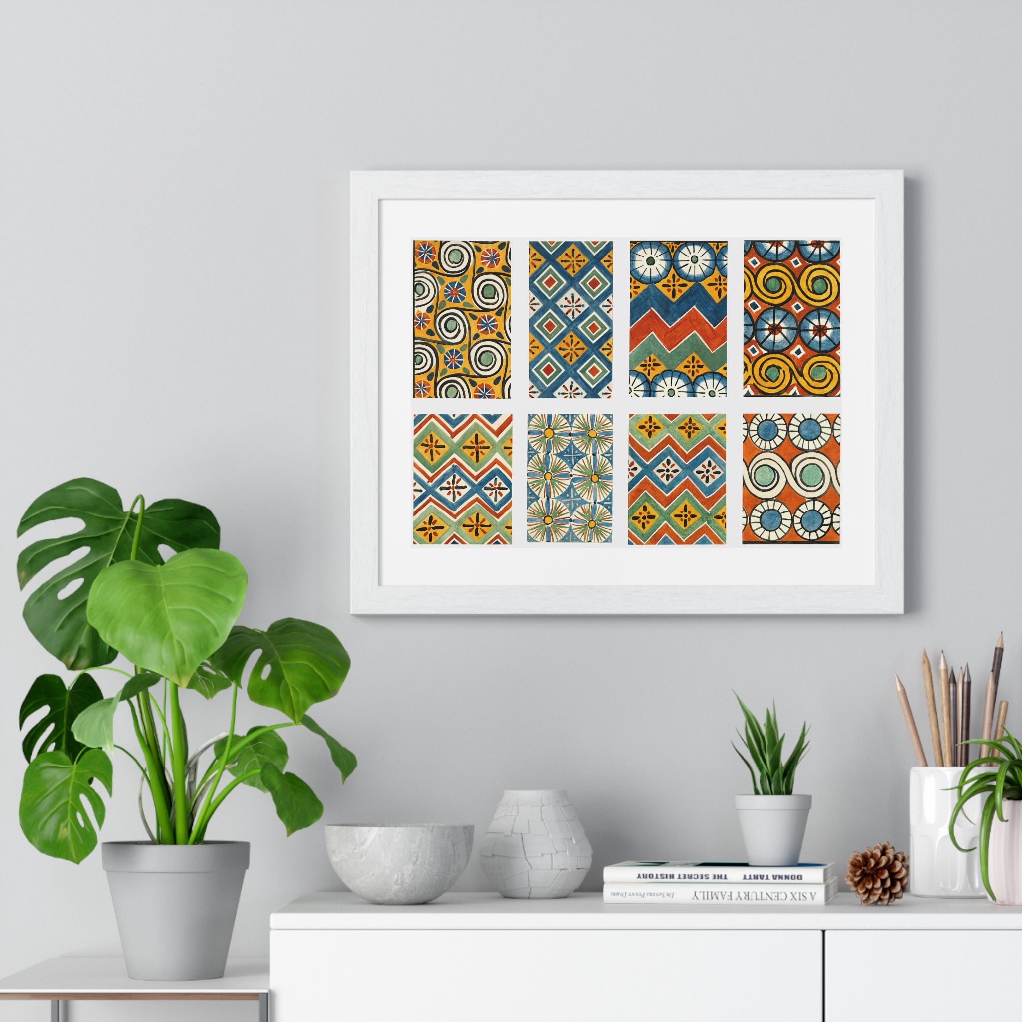 Framed Horizontal Poster - Ceiling Patterns from Egyptian Tomb