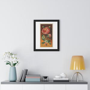 Framed Vertical Poster - Dahlia Coccinea Flower Artwork (1890)