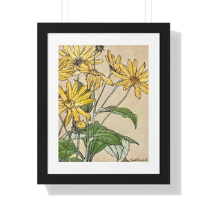 Framed Vertical Poster - Sunflowers Print