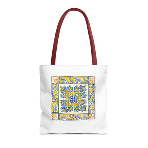 Stylish Tote Bag - Yellow Flower Tiles