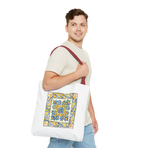 Stylish Tote Bag - Yellow Flower Tiles