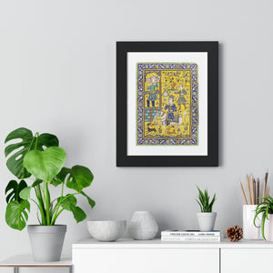 Framed Vertical Poster - Bahram Gur and Fitna Tile Painting