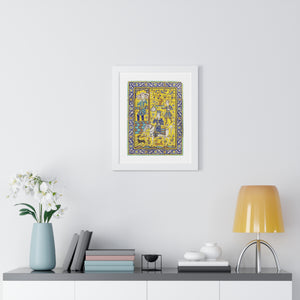 Framed Vertical Poster - Bahram Gur and Fitna Tile Painting