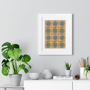 Framed Vertical Poster - Malibu Potteries Tile, Adamson House