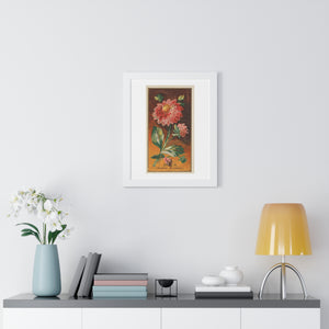 Framed Vertical Poster - Dahlia Coccinea Flower Artwork (1890)