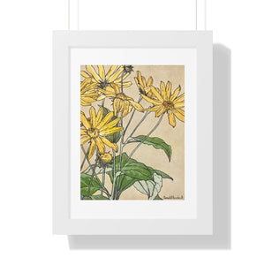 Framed Vertical Poster - Sunflowers Print