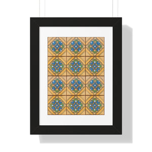 Framed Vertical Poster - Malibu Potteries Tile, Adamson House