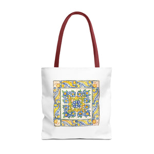 Stylish Tote Bag - Yellow Flower Tiles