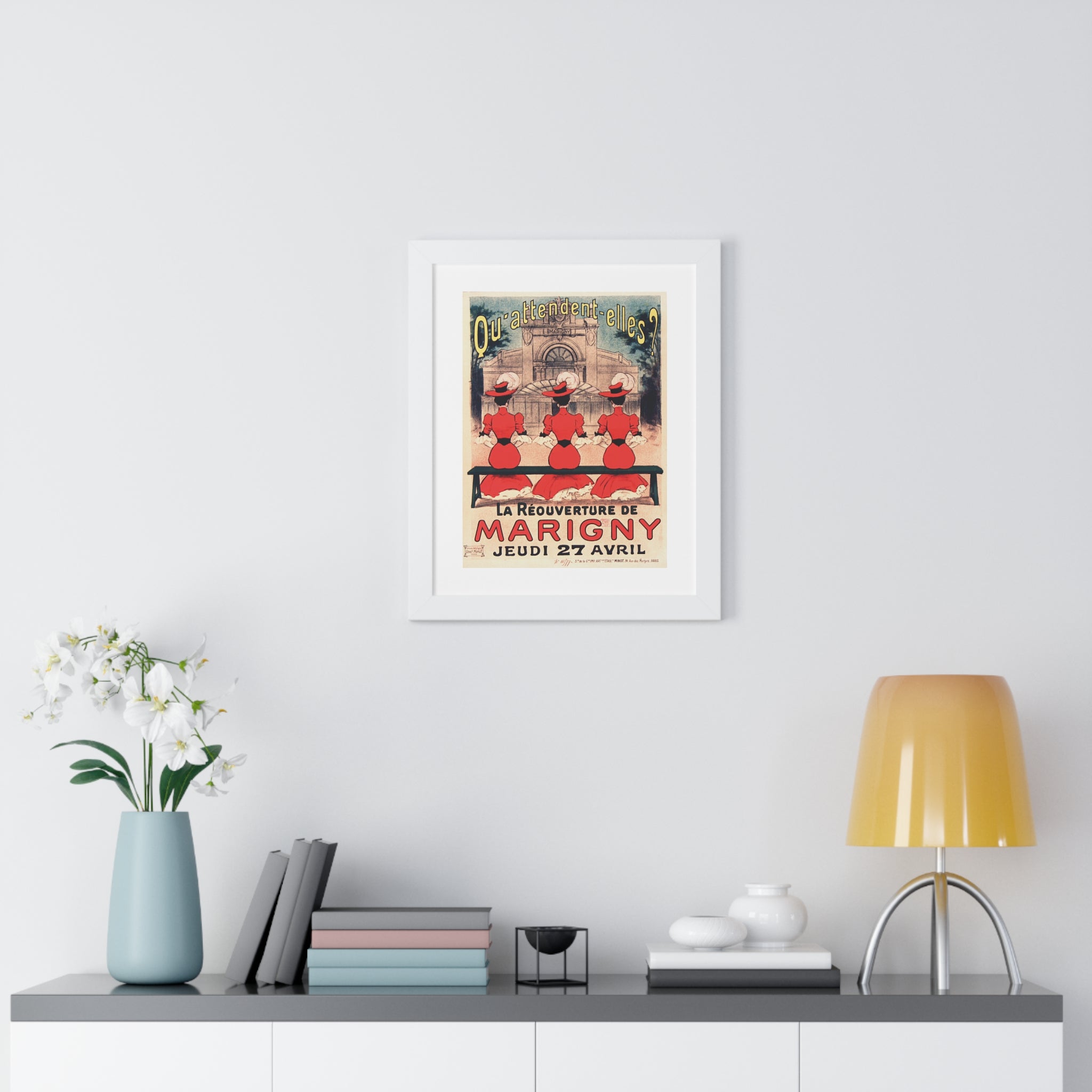 Framed Vertical Poster - Paris’ Marigny Theatre Reopening Vintage Artwork (1905)