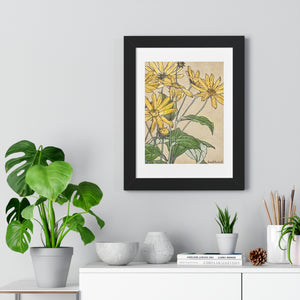 Framed Vertical Poster - Sunflowers Print