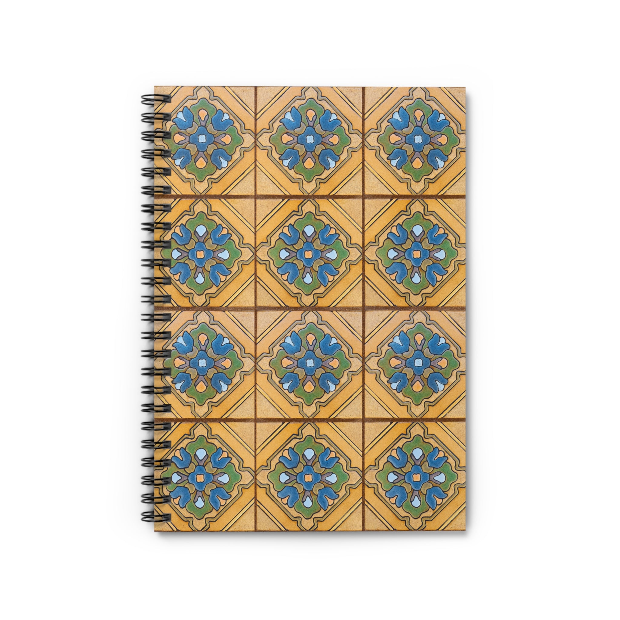 Spiral Notebook (Ruled Line) - Malibu Potteries Tile, Adamson House