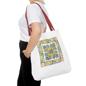 Stylish Tote Bag - Yellow Flower Tiles