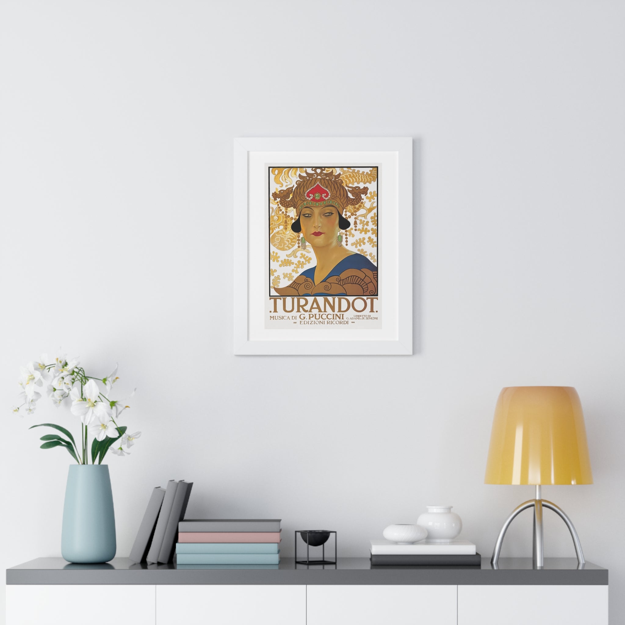 Framed Vertical Poster - Giacomo Puccini’s Opera Turandot Vintage Artwork (1926)
