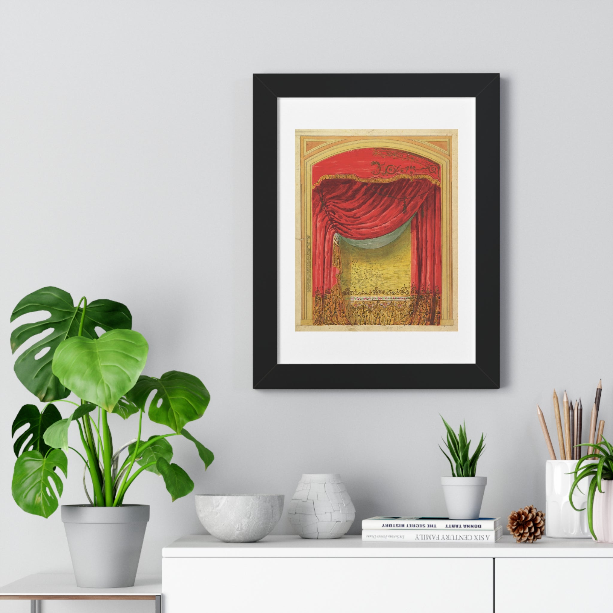 Framed Vertical Poster - Casino de St. Etienne Stage Design Artwork by Eugène Cicéri