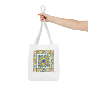 Stylish Tote Bag - Yellow Flower Tiles