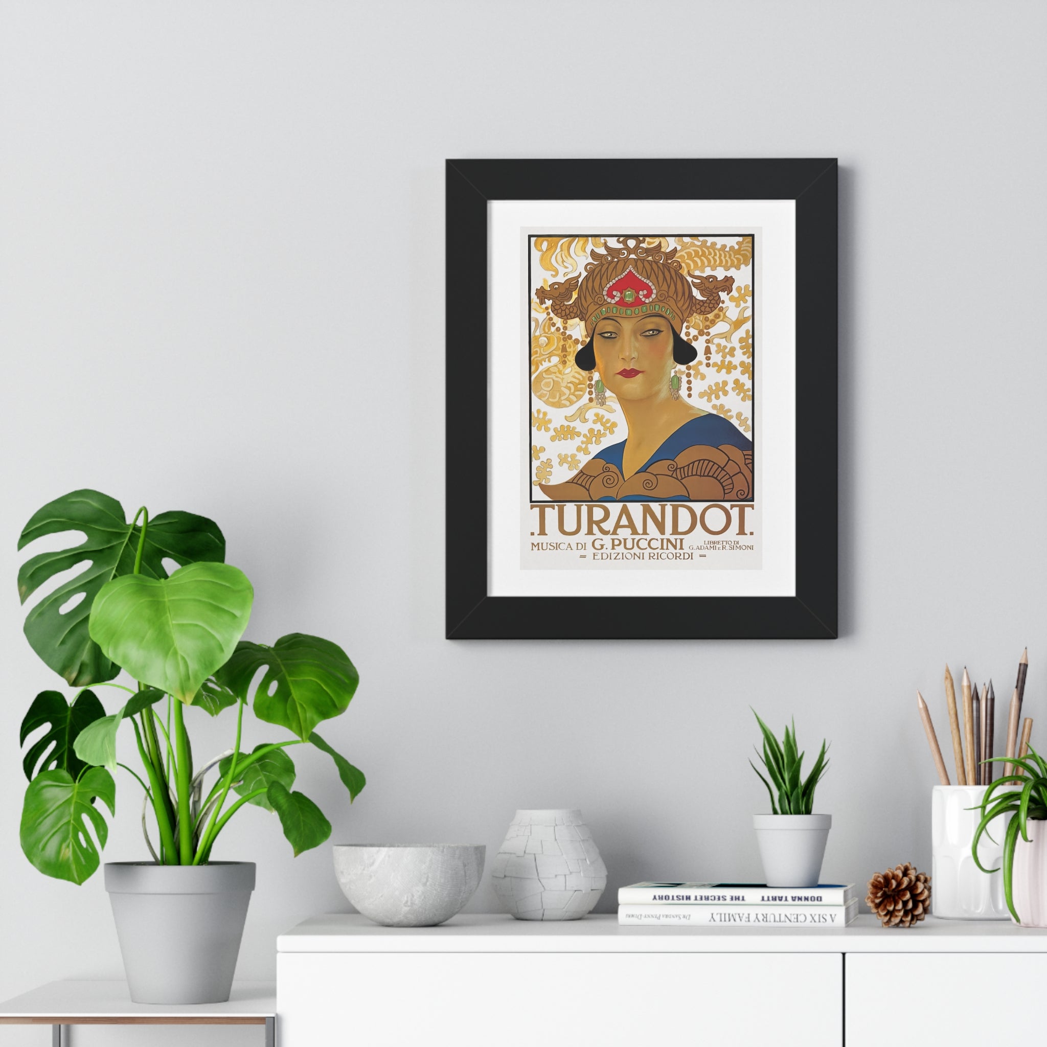 Framed Vertical Poster - Giacomo Puccini’s Opera Turandot Vintage Artwork (1926)