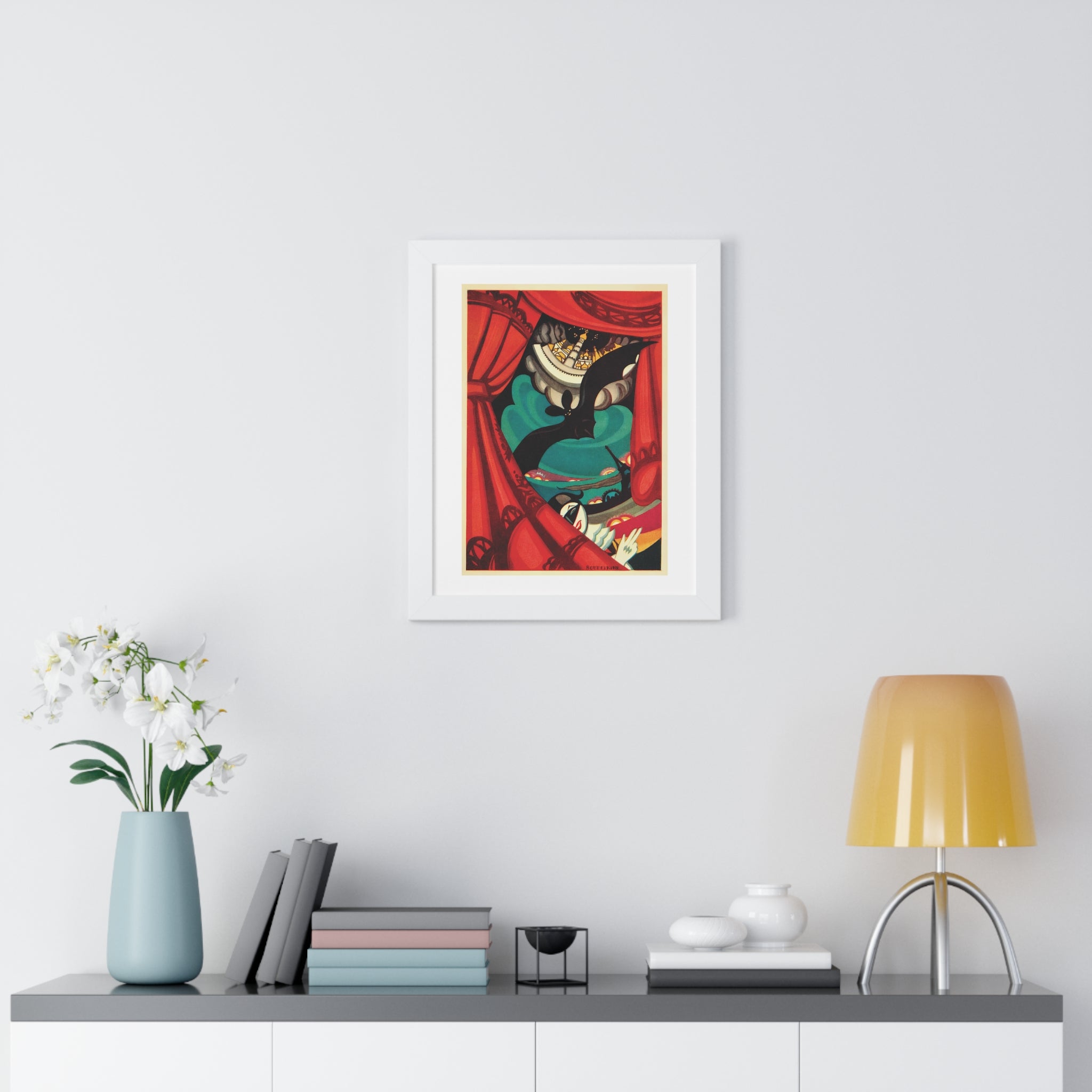 Framed Vertical Poster - Nikita Balieff’s Bat Theatre, Moscow Vintage Artwork (1922)