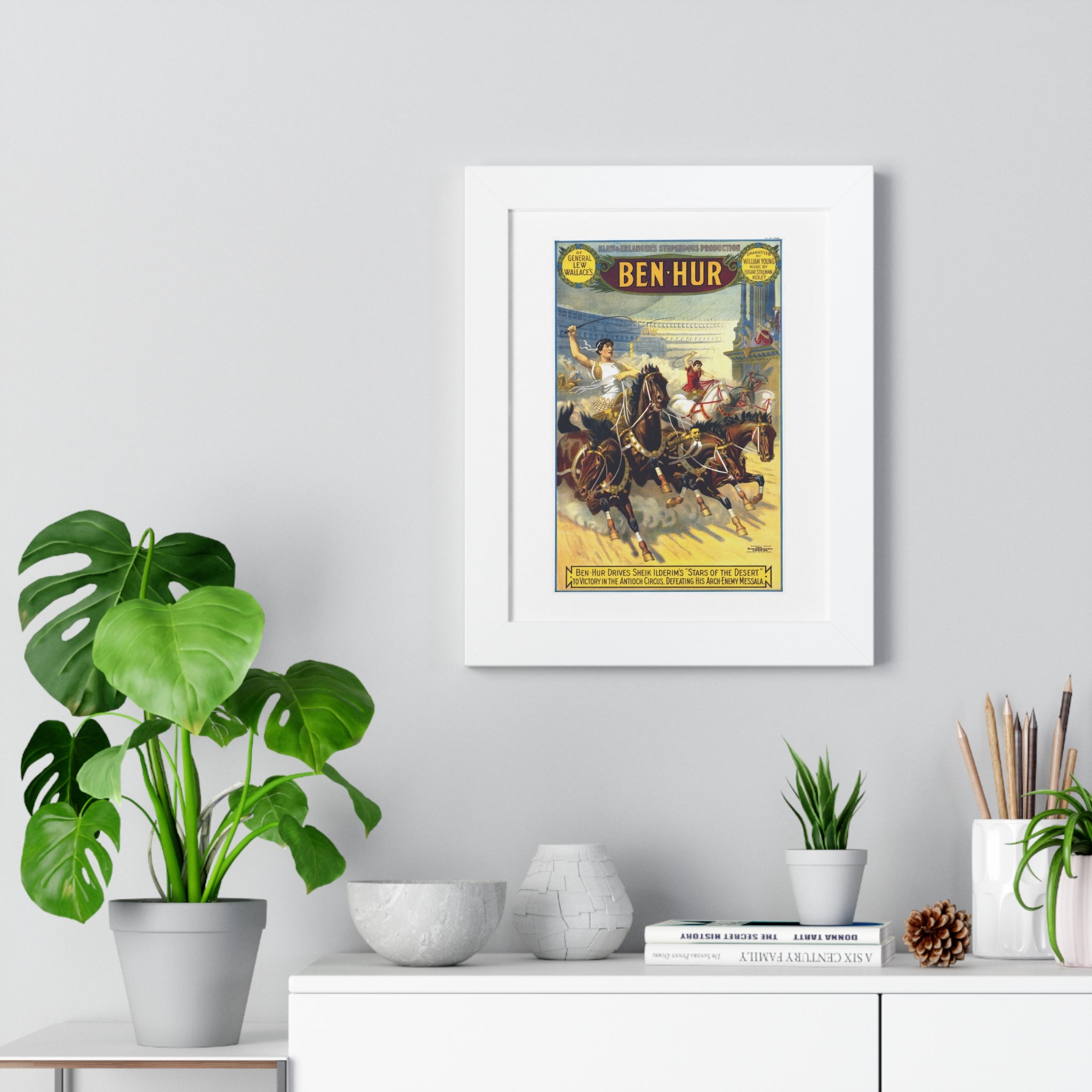 Framed Vertical Poster - Ben-Hur Broadway Premiere Vintage Artwork (1899)