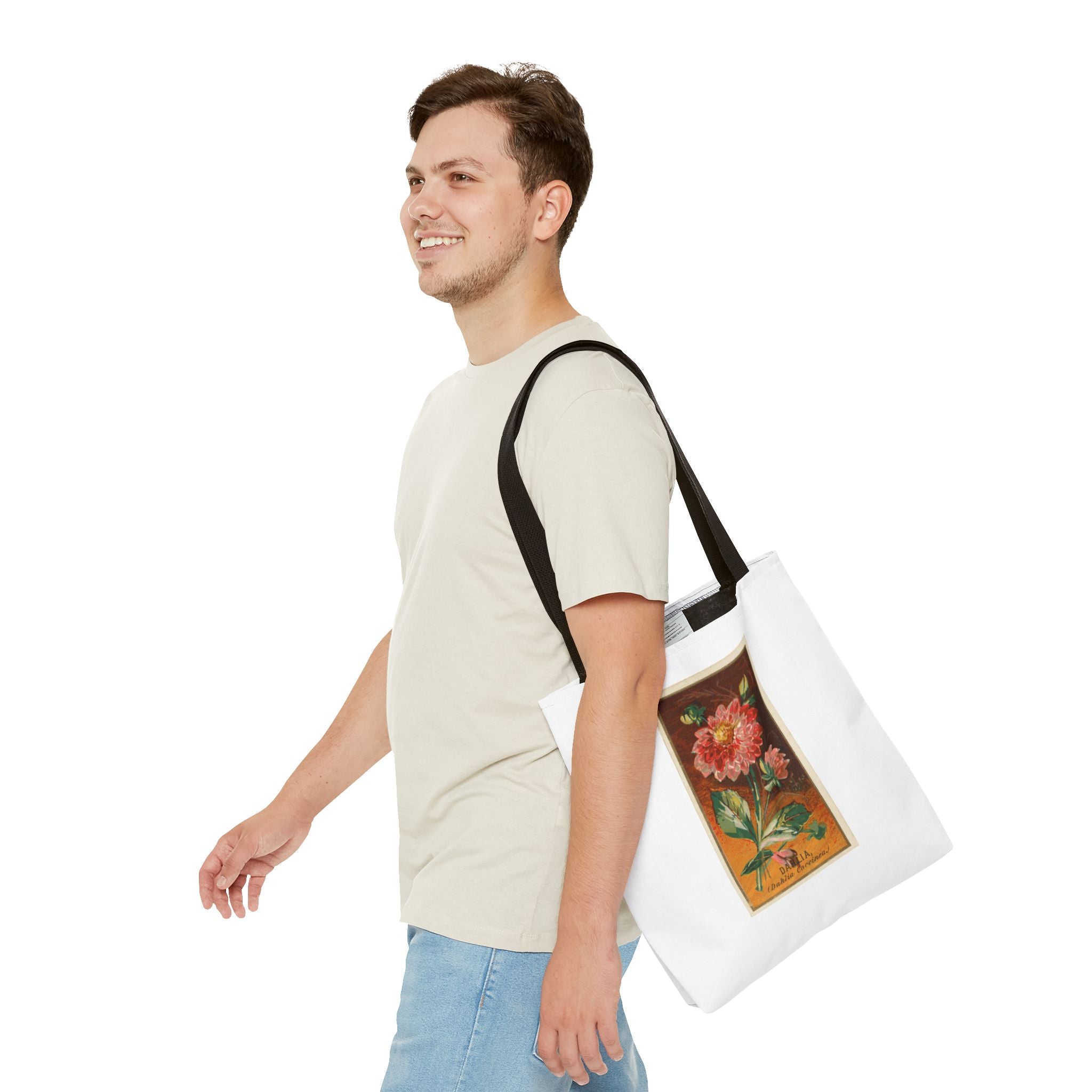 Stylish Tote Bag - Dahlia Coccinea Flower Artwork (1890)