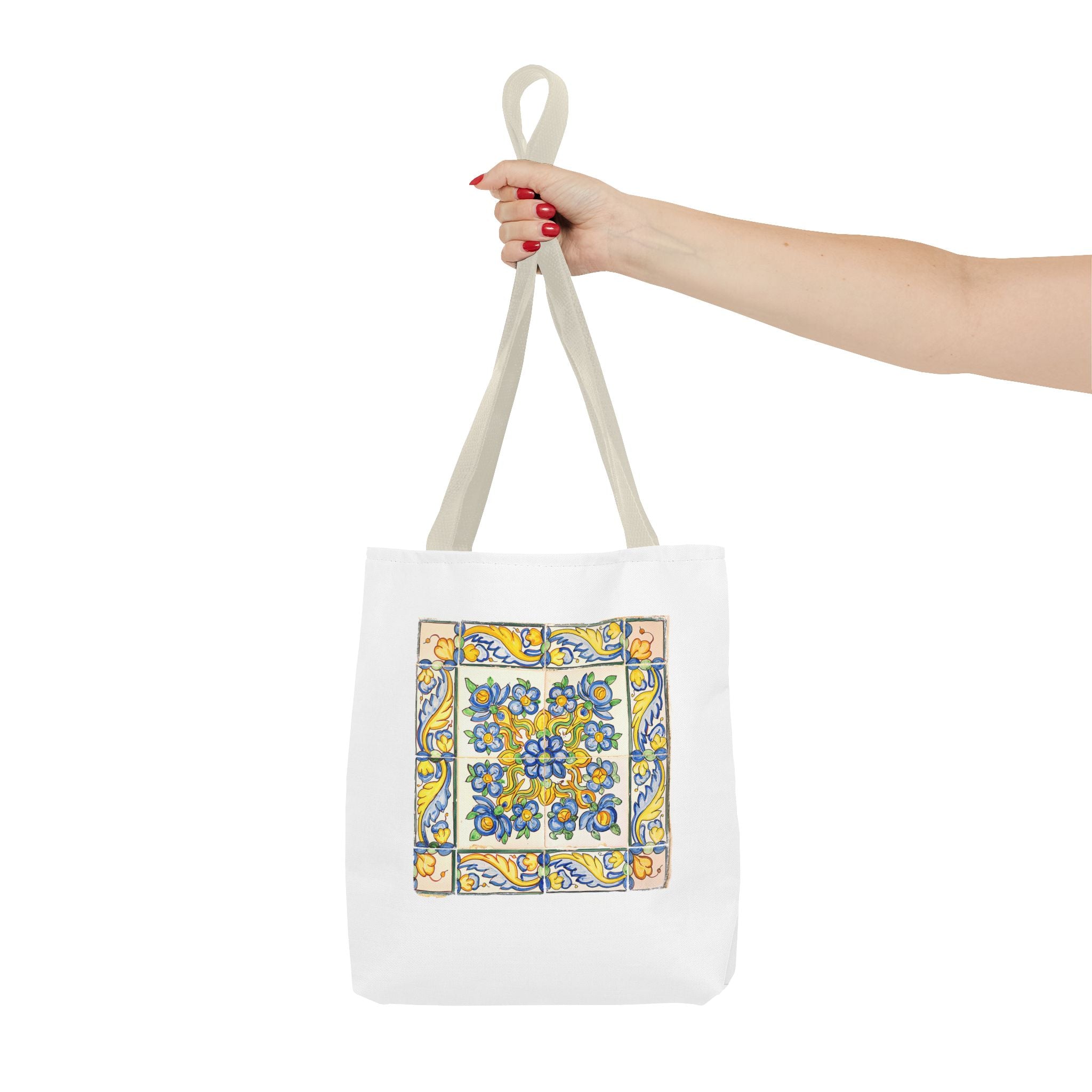 Stylish Tote Bag - Yellow Flower Tiles