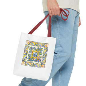 Stylish Tote Bag - Yellow Flower Tiles