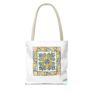 Stylish Tote Bag - Yellow Flower Tiles